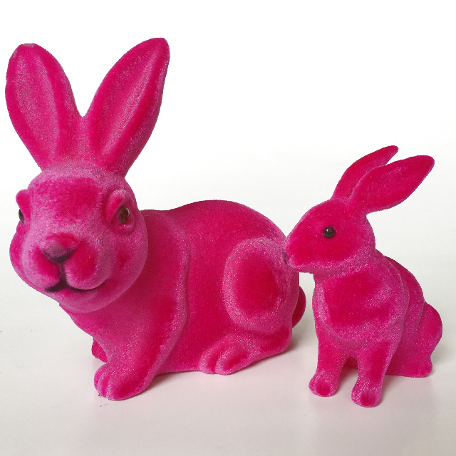 RABBIT, Large Flocked Magenta 19cm H